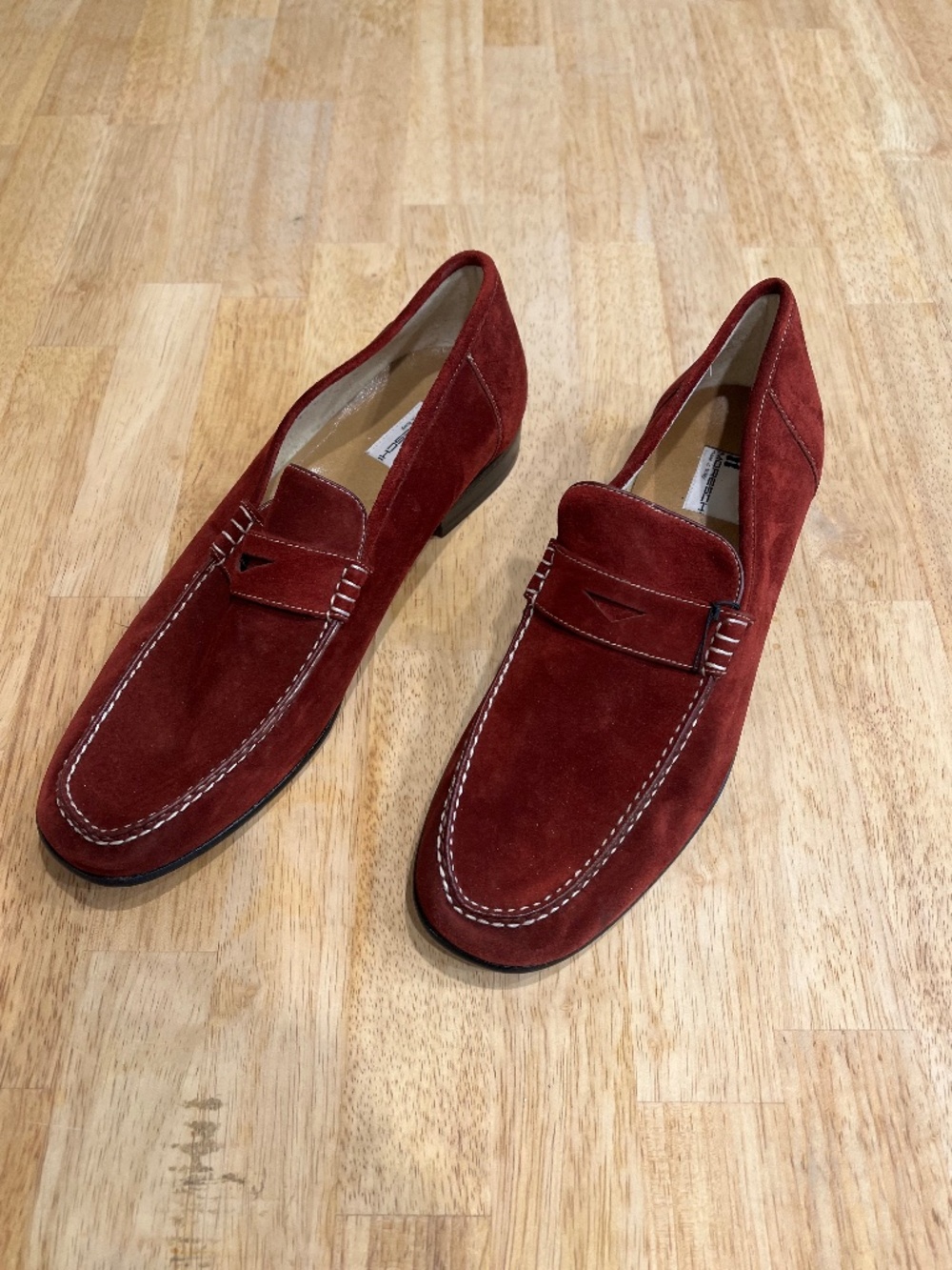 Moreschi Red Italian Suede Penny Loafers